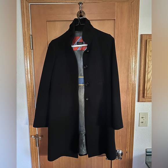 J.Crew Black Long Wool Blend Coat Women’s Size 6 - Picture 3 of 7